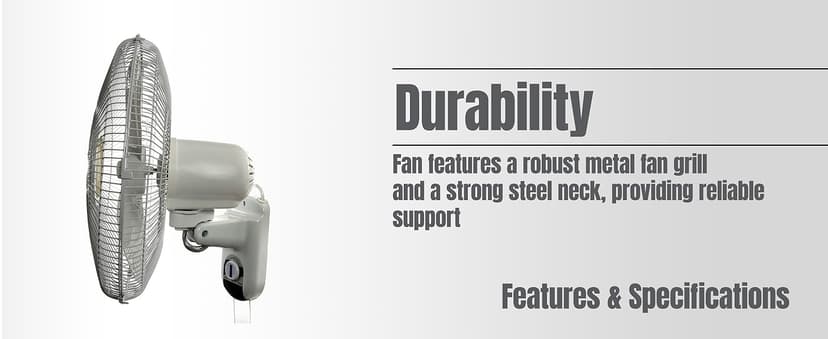 Hurricane Classic Oscillating Wall Mount Fan w/ 3 Quite Speeds, White, 16" - Corded Electric Air Cooling Unit w/Easy Pull Cord Controls for Home, Grow Tents, Offices, Sheds, Studios, Garages & Dorms