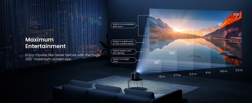 NEBULA Cosmos 4K SE Smart Projector, 4K High-Brightness with Dolby Vision, 200" Screen, 1,800 ANSI Lumens, HybridBeam, Enhanced Image Quality, Google TV, Portable, for Gaming, Home, and Office Use