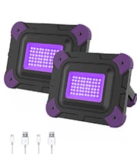 40W Rechargeable Work Light with Tripod Hole, 2400LM LED Work Light Battery Powered, Waterproof Portable Work Light Cordless Job Site Lighting 180° Rotate for Garage Camping Car Repairing 2 Pack