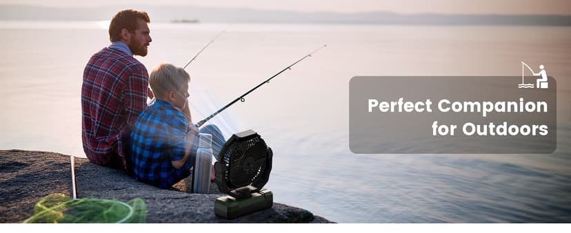 FRIZCOL 3-in-1 Camping Fan - Portable Fans Rechargeable - 24000mAh 9-Inch Battery Powered Fan(140Hrs) with Light & Remote for Indoor, Outdoor, Tent, Travel, BBQ, Fishing, Jobsite - Green