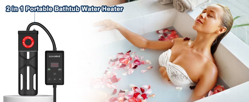 Dual Spa Water Heater, Portable Hot Tub Immersion Water Heater Cast Aluminum Submergible mit Temperature Sensor and Digital Display for Bathtub