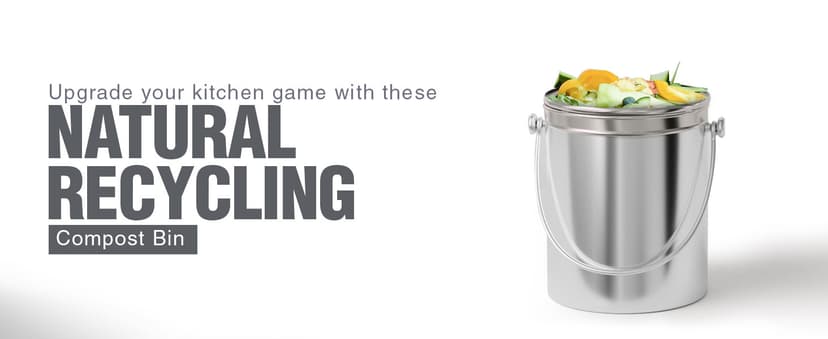 Utopia Kitchen Compost Bin for Kitchen Countertop, 1.3 Gallon Compost Bucket for Kitchen with Lid, Includes 1 Spare Charcoal Filter, Home Essentials - (Silver)