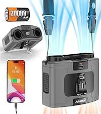 40000mAh Battery Operated Camping Fan, Rechargeable High Velocity Floor Fan, Auto Oscillation Remote Control Timer - Cordless Outdoor Fan for Car Travel RV Camp Garage Patio Hurricane Emergency