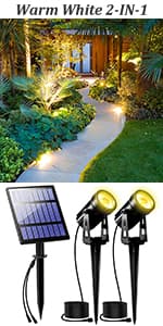 T-SUNUS Christmas Solar Landscape Spotlights Color Changing 2 Pack, Halloween Solar Spot Lights Outdoor Waterproof Garden Pond Light, Separately Installed for Outdoor/Indoor