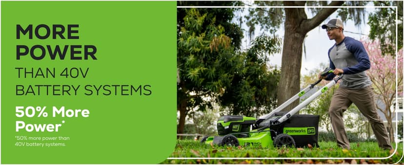 Greenworks 60V 21” Cordless (Push) Lawn Mower (LED Lights + Aluminum Handles), 5.0Ah Battery and Rapid Charger