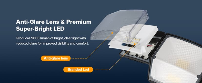 LUTEC 80W 9000LM LED Security Light Motion Sensor Outdoor Lights, 4 Head LED Flood Lights Outdoor 5000K Daylight, IP65 Waterproof, Motion Detected Lights for Outside, House, Garage, Yard (Black)