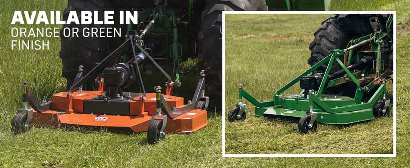 Titan Attachments 3 Point PTO Finish Mower, 60" Cutting Width, Category 1 Hitch, Rear Discharge, Requires 25-40 HP Tractor, Low-Noise Cast Iron Gearbox, Orange Finish