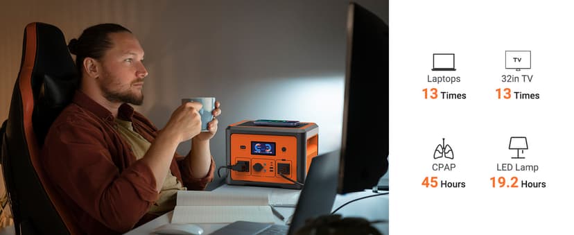 Portable Power Station 665.6Wh, Peak 1800W Solar Generator with UPS Battery Backup & Surge Protector, Portable Generator for Home Use, Camping, RV, CPAP, 10 Outlets with Bluetooth Speaker & LED Lights