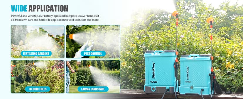 Battery Powered Backpack Sprayer 4 Gallon, 0-100 PSI Adjustable Pressure Sprayer Compatible with Makita 18V Battery, Electric Sprayer with Wand, 5 Nozzles, 2.6Ah Battery&Charger Included