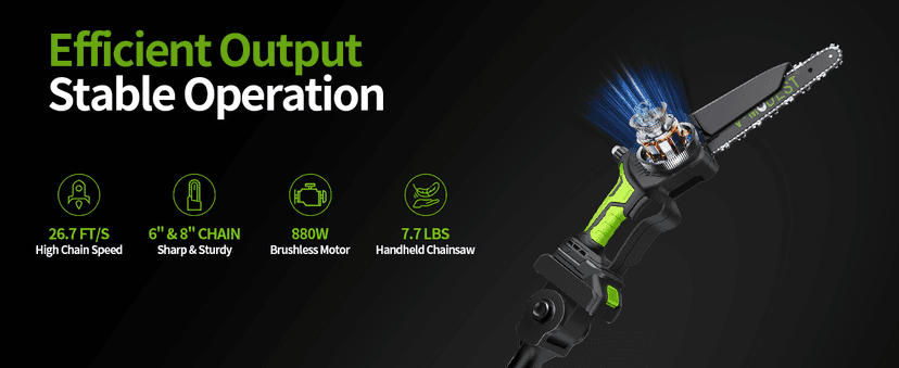 4-in-1 Pole Saw & Electric Pruning Shears, 8 Inch Pole Saws for Tree Trimming, Cordless Pruning Shears with 15ft Max Extension Pole, 2 * 4.0Ah Battery Powered Pole Saw Pole Pruner for Garden