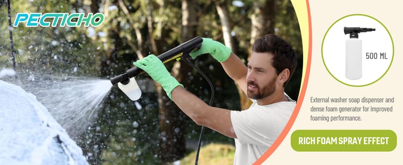 Electric Pressure Washer 4800PSI-Max 2.9GPM Power Washer with 25 Feet Hose,16.4 Feet Power Cord, Car Wash Machine Yellow Ideal Cleaning for Garden