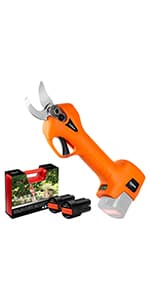 Pruning Shear Battery Powered, Kebtek Cordless Portable Electric Pruner with 2Pack 2Ah Rechargable Batteries -16.8V 25MM(0.98Inch) Cutting Diameter