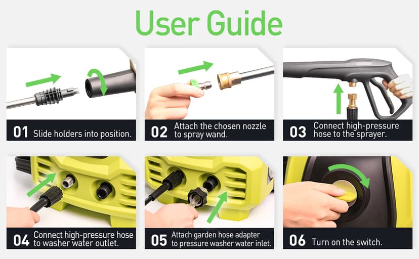 Electric Pressure Washer, 26 FT Hose Pressure Cleaner 2030 PSI with 4 Nozzles Tips,Surface Cleaning with Upgraded Swivel Joint for Car/Fences/Patios/Daily Needed (Mint Green)