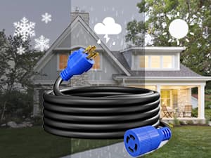 4 Prong 30 Amp 10 Foot Generator Extension Cord, NEMA L14-30P/L14-30R, 125/250V Up to 7500W 10 Gauge SJTW Generator Cord, ETL Listed