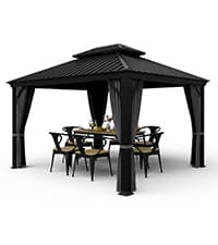 HAPPATIO 10' X 10' Pergola Retractable Canopy for Backyards, Gardens, Patios, Outdoor Pergola with Sun Shade Canopy, Includes Ground Studs and Expansion Screws (Grey)