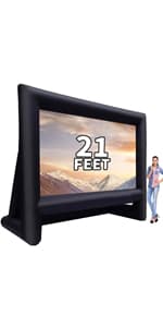 20 feet Inflatable Portable Projector Movie Screen - Huge Air-Blown Cinema Projection Screen Package with Rope, Blower,Tent Stakes - Front & Rear Projection,for Outdoor Party Backyard Pool Fun
