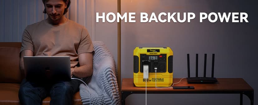 Togo POWER Portable Power Station ADVANCE600-560Wh LiFePO4 Battery 600W AC Outlet (Peak 1200W) - 0-80% in 60 Mins - Power Backup Outdoor Solar Generator for Camping, RV Trip, Outage