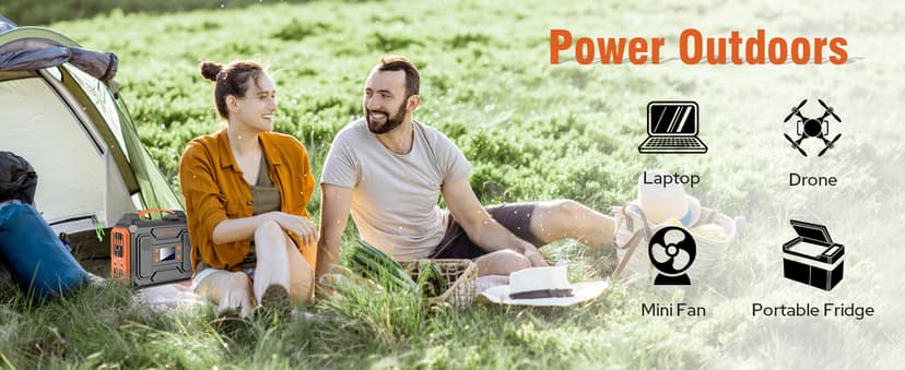 Portable Solar Power Station with Foldable 60W Solar Panel with Power Bank Bag, 110V 300W Generator Power Pack with AC Outlet for Camping Power Outage RV Outdoor Life