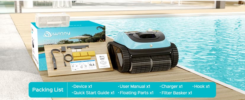 Pool Vacuum for Inground Pools, Cordless Robotic Pool Cleaner, Wall and Waterline Cleaning, Intelligent Route Planning, 150 min Runtime, for Pools up to 1,600 Sq.ft