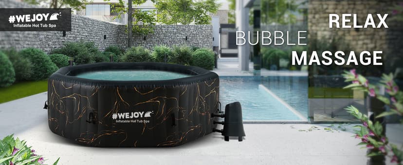 #WEJOY Portable Hot Tub61X61X25 Inch Air Jet Spa 2-4 Person Inflatable Octagon Outdoor Heated Hot Tub Spa with 120 Bubble Jets