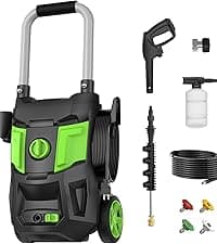 Pressure Washer, 5000PSI 3.2GPM Adjustable Touch Screen with 55FT Total Length Power Washer Electric Powered 4 Nozzles for Driveways Furniture or Cars 2000W