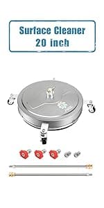 janz 14" Pressure Washer Surface Cleaner with 4 Wheels, Stainless Steel Housing, 1/4" Quick Plug, 2 Extension Wands, 2 Replacement Nozzles and 3 Spray Nozzles, 4000 PSI