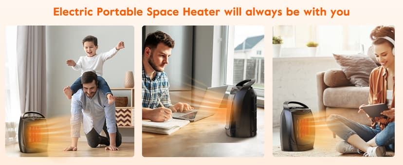 GiveBest Digital Space Heater, 1500W/750W Portable ETL Listed Electric Heater with 4 Modes, 1s heating,Timer, Overheating & Tip-Over Protection, Portable Heater for Indoor use