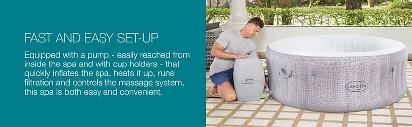 Bestway SaluSpa Cancun AirJet 2 to 4 Person Inflatable Hot Tub, 71 x 26 Inch Round Portable Outdoor Spa with 120 Soothing Jets and Cover, Gray