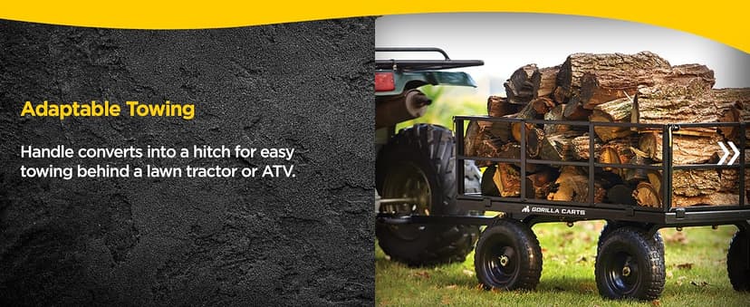Gorilla Carts Heavy Duty Utility Cart, All Terrain Garden Wagon, 1200 Lb, Black
