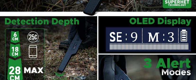 Metal Detector Pinpointer Chargeable - Waterproof Hand-held Metal Detectors Wand with One-Key Interference Elimination, Superhet-Tec Pin Pointer Metal Detector Accessories for Adults&Kids