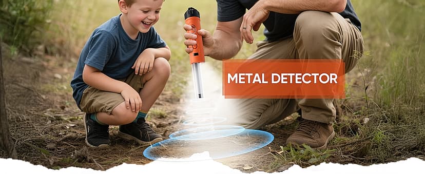 Rechargeable Metal Detector Pinpointer with 1300mAh Battery – IP68 Waterproof Handheld Probe – 360° High Sensitivity Detection Wand – Treasure Hunting Tool for Adults, Kids, Beach and Soil