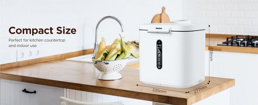 4L Electric Composter for Kitchen, Smart Compost Bin Outdoor/Indoor, Odorless/Auto-Cleaning/ 3 Modes/Intelligent LED Display, Turn Food Waste to Fertilizer for Garden, Food Waste Compost Machine