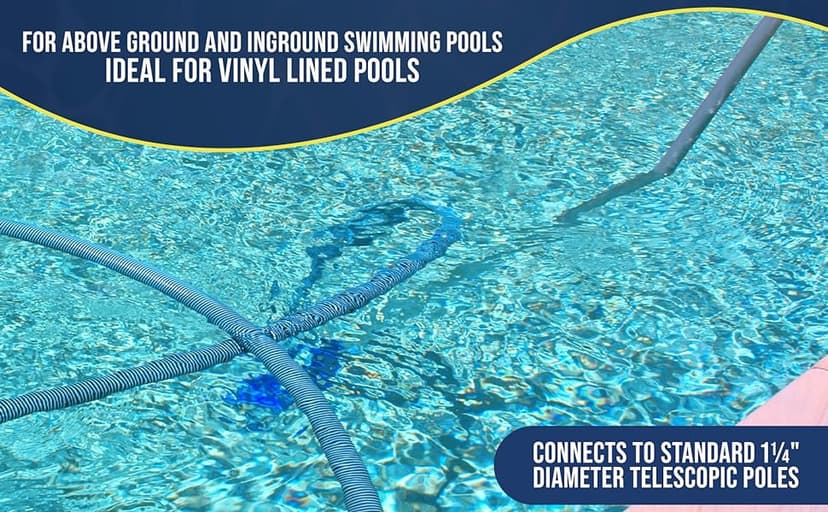 U.S. Pool Supply 12" Deluxe Weighted Butterfly Pool Vacuum Head with Side Brushes, Swivel Hose Connection, Pole Handle - Clean Debris Above Ground & In-Ground Swimming Pools, Spas – Vinyl Liner Safe