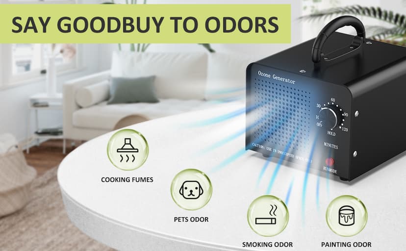 0zone Generator 30000mg - O3 Air Purifier for Home & Car, Ozone Machine Odor Removal for Smoke & Pet (Black)