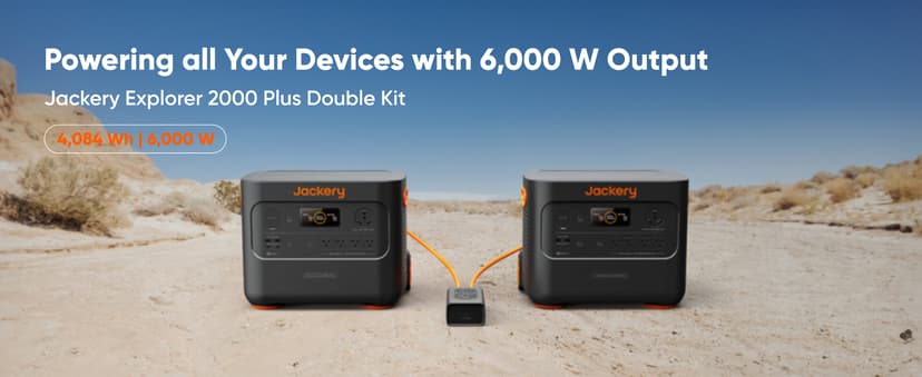 Jackery Solar Generator 4000 Kit, Explorer 2000 Plus and 1X PackPlus E2000 Plus Expandable Battery with 2X200W Solar Panel, 4085 Wh LiFePO4, 3000W Output for Outdoor RV Camping & Home Emergency