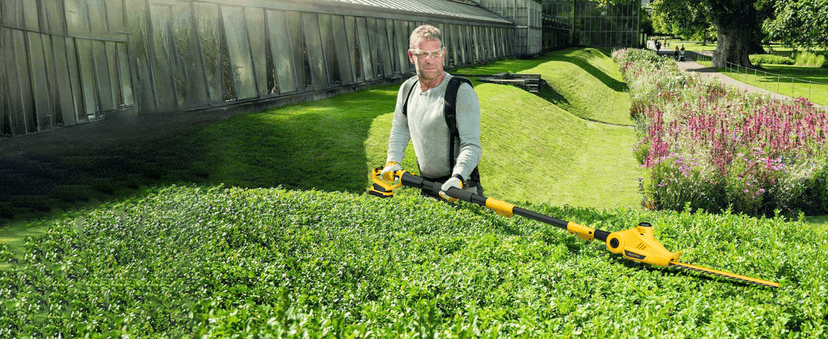 Alloyman 20V MAX Pole Hedge Trimmer,Telescoping Pole Hedge Trimmer,with 2 Packs 2.0Ah Batteries & Charger,8 Feet Hedge Trimmer for Shrubs Pruning