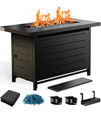 Ciays Propane Fire Pits 32 Inch Outdoor Gas Fire Pit, 50,000 BTU Steel Fire Table with Lid and Lava Rock, Add Warmth and Ambience to Gatherings and Parties On Patio Deck Garden Backyard, Black