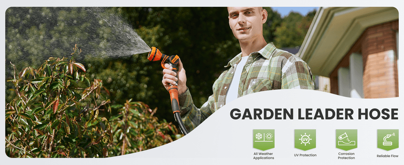 Giraffe Tools Garden Hose 100ft x 5/8", Water Hose Heavy Duty, Flexible, Lightweight Hybrid Hose with Swivel Handle, Male to Female Fittings, Burst 600 PSI