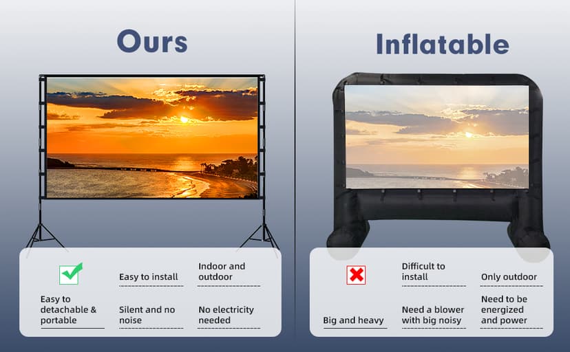 Projector Screen and Stand, Wootfairy 120 inch Foldable and Portable Projection Screen 16:9 4K HD Rear Front Wrinkle-Free Movie Screen with Carry Bag for Indoor Outdoor Home Theater Backyard Cinema