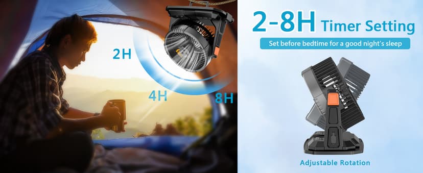 GHORA Portable Misting Fan with 9L Water Tank, 20000mAh Rechargeable Battery Camping Fan, Outdoor Cooling Fans for Patios with Remote & LED, 4 Speeds, 4 Spray Mister Modes, for Home, Outside