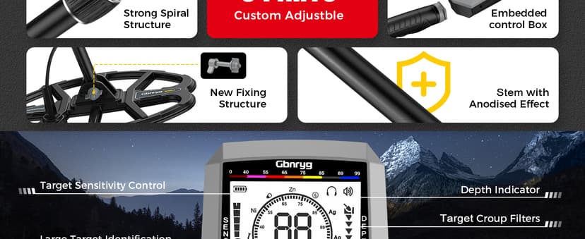 Metal Detector for Adults,12″ IP68 Waterproof Search Coil with High Accuracy System,Advanced DSP Chip Technology,5 Modes with LCD Backlit Display for Beach Hunting&Jewelry Finding