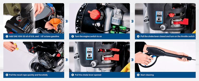 Gas Pressure Washer 3500 PSI, 2.3 GPM Heavy Duty High Power Washer,209CC 7HP Engine with 25Ft Pressure Hose, Axial Aluminum Pump, Soap Tank, 4 Quick Connect Nozzle (Blue)