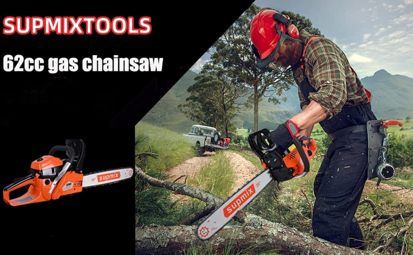 62cc Gas Chainsaw 20 Inch Gas Powered Chainsaws 2-Cycle Petrol Handheld Gasoline Chain Saw Power Saws for Cutting Wood Tree Trimming