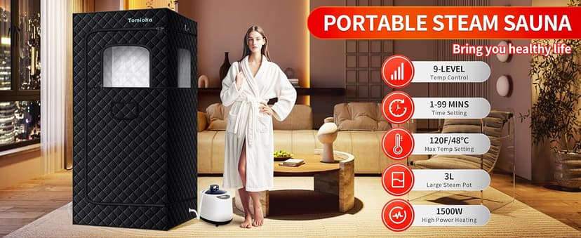 Sauna Box, Portable Steam Sauna for Body Relaxation, Portable Sauna for Home, Personal SPA Steam Sauna with 3L /1500W Steamer, 9 Levels Temp Control, Full Body Sauna Tent for Spa,Indoor,Outdoor