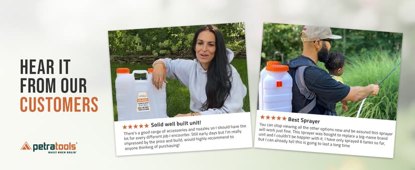 PetraTools Battery Powered Backpack Sprayer 4 Gallon - 6 Hours Long Battery Life & Padded Straps for Comfort - HD4000 Electric Backpack Garden Sprayer with 6 Spray Nozzles & 90PSI Adjustable Pressure