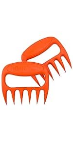 Bear Paws Meat Claws - The Original Meat Shredder Claws, USA Made - Easily Lift, Shred, Pull and Serve Meats - Ultra-Sharp, Ideal Meat Claws for Shredding Pulled Pork, Chicken, Beef, Turkey - Orange