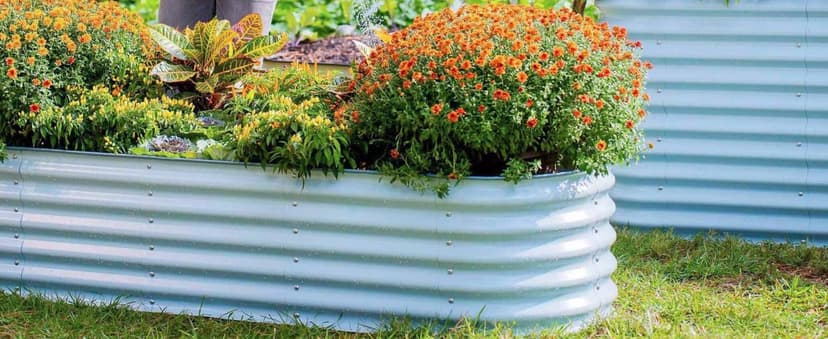 Vego garden Raised Garden Bed Kits, 17" Tall 9 in 1 8ft X 2ft Metal Raised Planter Bed for Vegetables Flowers Ground Planter Box-British Green