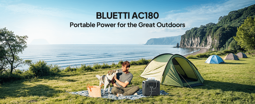 BLUETTI AC180 Solar Generator with 200W Solar Panel (Ships Separately), 1152Wh Portable Power Station w/ 4 1800W (2700W Surge) AC Outlets, LiFePO4 Emergency Power for Camping, Off-grid, Power Outage