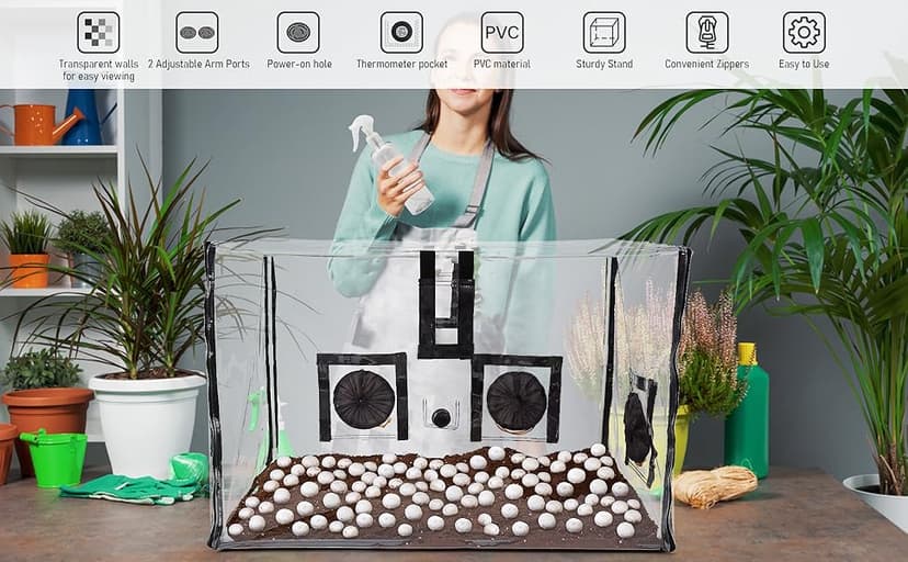 Large Still Air Box Mushroom Mycology Fume Hood Propagation StationsGrow Kit Mushroom Grow Bags Your Monotub Kit Mushroom Planting BagTent for Spores Horticulture Supplies (31.5 * 20.5 * 20.5inch)