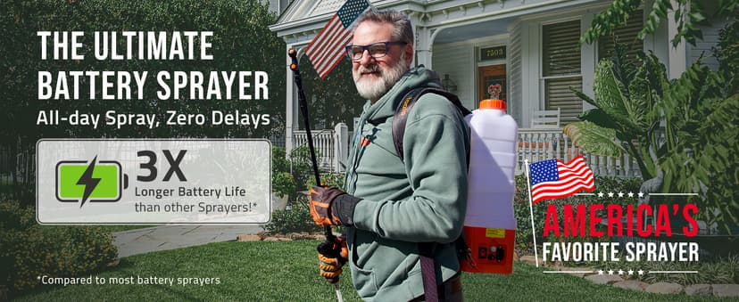 PetraTools Battery Powered Backpack Sprayer 4 Gallon - 6 Hours Long Battery Life & Padded Straps for Comfort - HD4000 Electric Backpack Garden Sprayer with 6 Spray Nozzles & 90PSI Adjustable Pressure